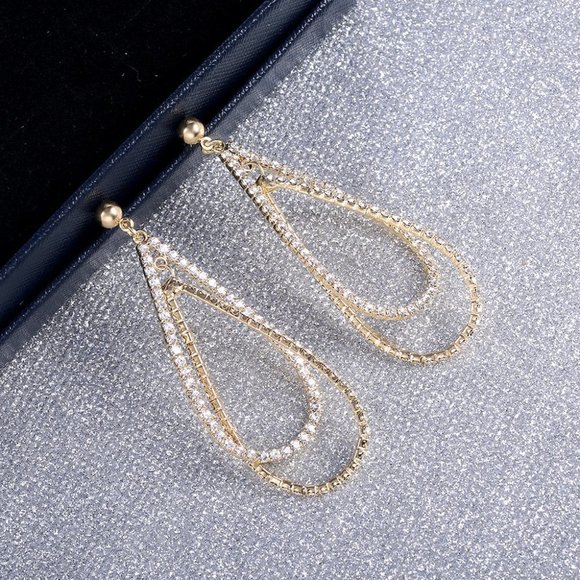 Jewelry - 🍁 14K Gold Plated Geometric Statement Long Drop Earrings, MLNN1351